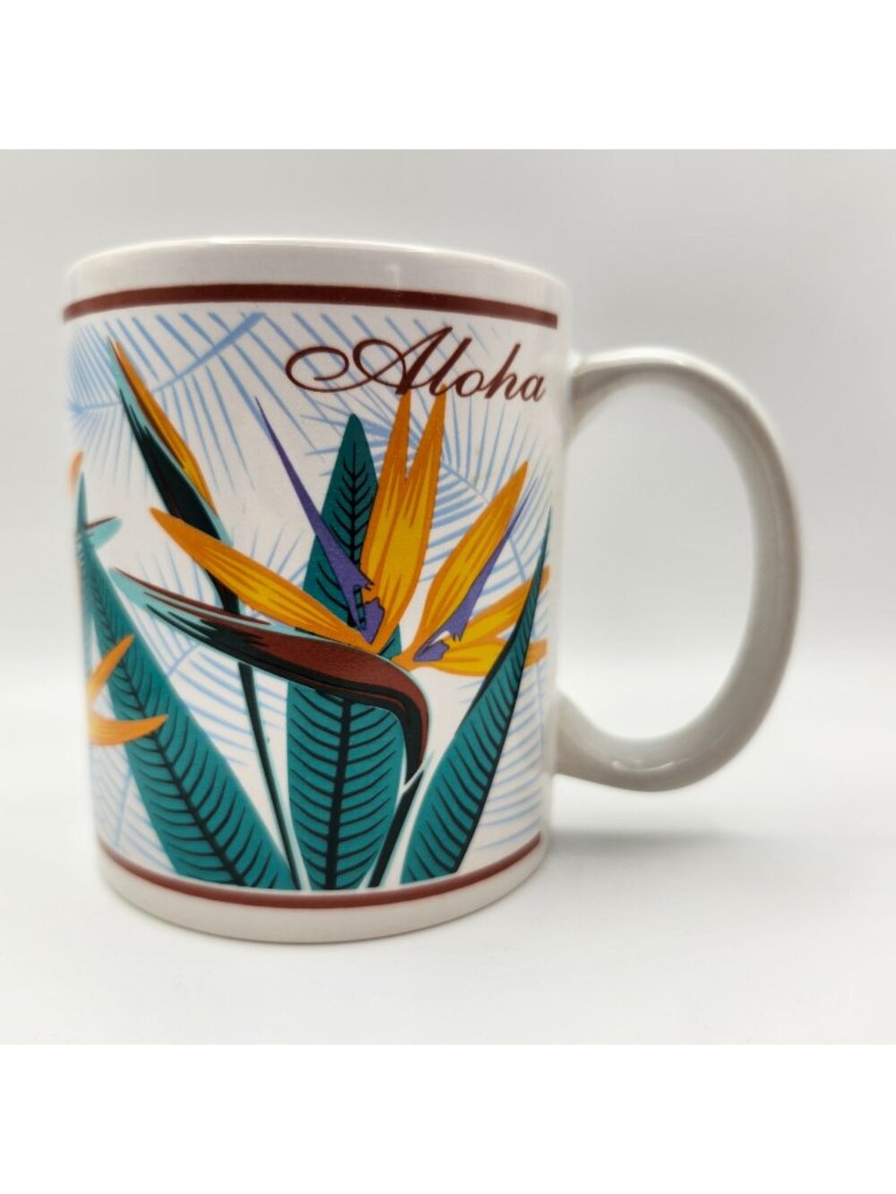 Vintage 90s Island Treasures Aloha Birds Of Paradise Coffee Mug 12oz